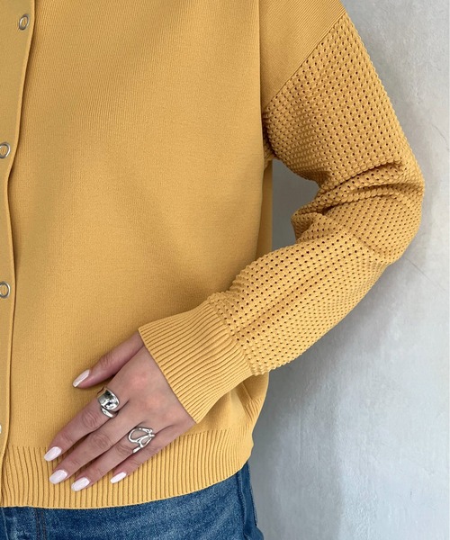 prose verse（プロズヴェール）の「前後2way袖メッシュニットカーデ（カーディガン/ボレロ・レディース・ブラック/マスタード/ホワイト系その他・ﾌﾘ-）」の20枚目の写真