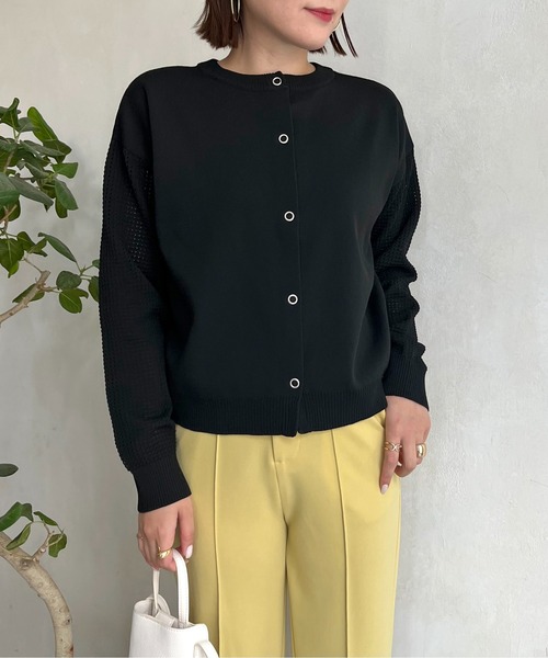 prose verse（プロズヴェール）の「前後2way袖メッシュニットカーデ（カーディガン/ボレロ・レディース・ブラック/マスタード/ホワイト系その他・ﾌﾘ-）」の11枚目の写真
