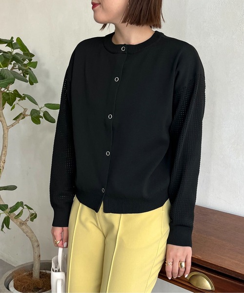 prose verse（プロズヴェール）の「前後2way袖メッシュニットカーデ（カーディガン/ボレロ・レディース・ブラック/マスタード/ホワイト系その他・ﾌﾘ-）」の8枚目の写真