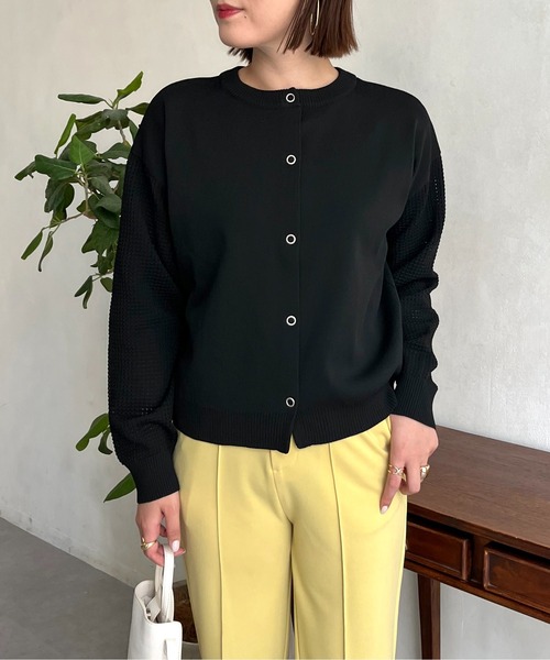 prose verse（プロズヴェール）の「前後2way袖メッシュニットカーデ（カーディガン/ボレロ・レディース・ブラック/マスタード/ホワイト系その他・ﾌﾘ-）」の17枚目の写真