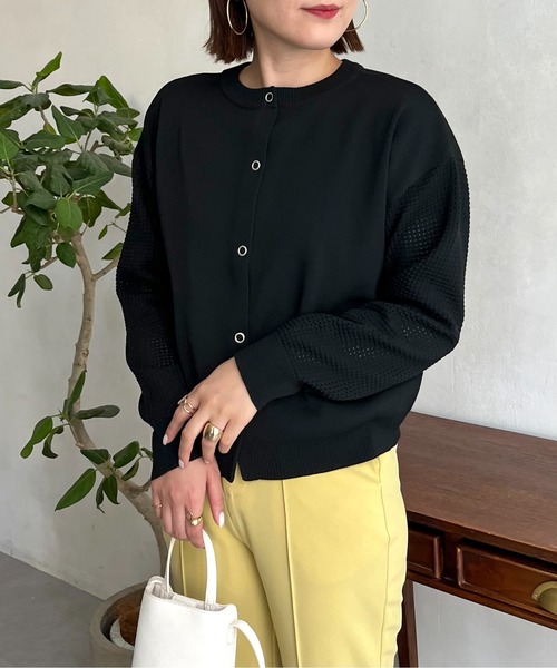 prose verse（プロズヴェール）の「前後2way袖メッシュニットカーデ（カーディガン/ボレロ・レディース・ブラック/マスタード/ホワイト系その他・ﾌﾘ-）」の21枚目の写真