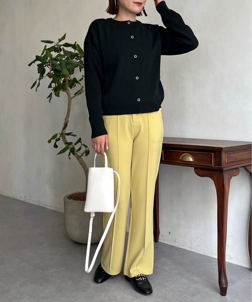 prose verse（プロズヴェール）の「前後2way袖メッシュニットカーデ（カーディガン/ボレロ・レディース・ブラック/マスタード/ホワイト系その他・ﾌﾘ-）」の9枚目の写真