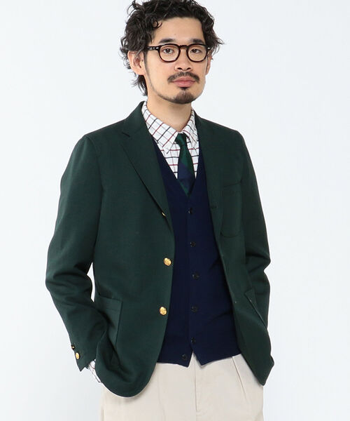 BEAMS＋ ビームスプラス ブレザー 金ボタン コンフォート グリーン L