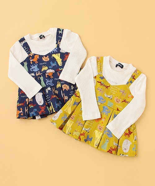 kladskap(クレードスコープ)の「総柄レイヤード風長袖チュニック(チュニック・キッズ・ネイビー/マスタード・110cm/80cm/90cm/120cm/100cm)」の7枚目の写真