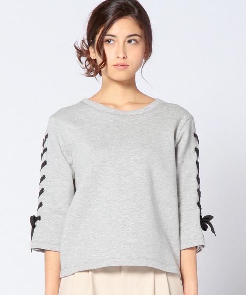 Another Edition（アナザーエディション）の「レースアップスリーブプルオーバー/AEBC レースUP SLV PO◆（Tシャツ/カットソー・レディース・ホワイト/グレー/ネイビー・フリー）」の12枚目の写真
