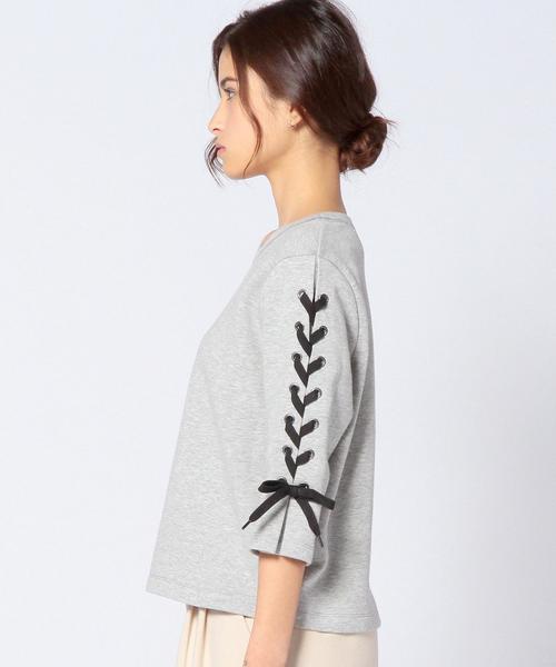 Another Edition（アナザーエディション）の「レースアップスリーブプルオーバー/AEBC レースUP SLV PO◆（Tシャツ/カットソー・レディース・ホワイト/グレー/ネイビー・フリー）」の4枚目の写真