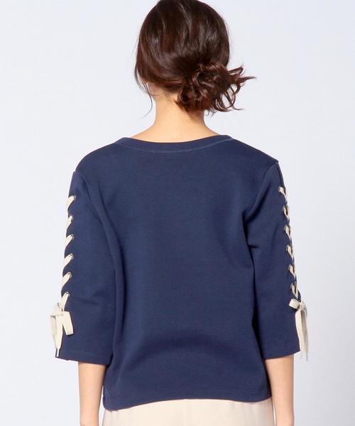 Another Edition（アナザーエディション）の「レースアップスリーブプルオーバー/AEBC レースUP SLV PO◆（Tシャツ/カットソー・レディース・ホワイト/グレー/ネイビー・フリー）」の9枚目の写真