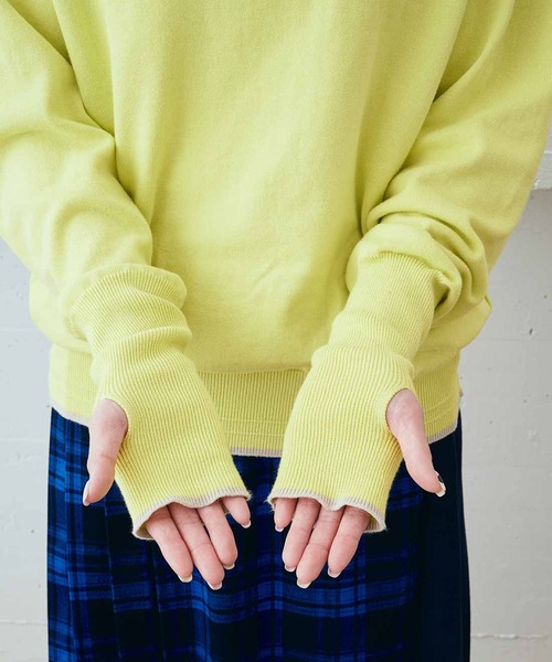 MEDE19F(メデジュウキュウ)の「MEDE19F コットンロングスリーブニット(ニット/セーター・レディース・ベージュ/パープル/イエロー/グリーン/キャメル・MEDIUM/LARGE/X-LARGE)」の14枚目の写真