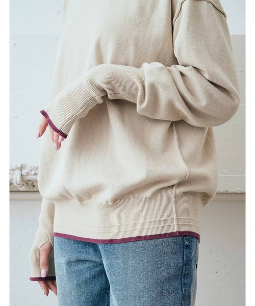 MEDE19F(メデジュウキュウ)の「MEDE19F コットンロングスリーブニット(ニット/セーター・レディース・ベージュ/パープル/イエロー/グリーン/キャメル・MEDIUM/LARGE/X-LARGE)」の6枚目の写真