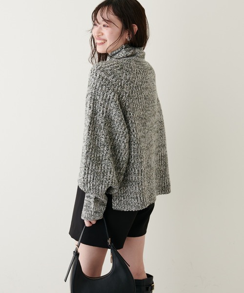 natural couture（ナチュラルクチュール）の「こなれカジュアルに仕上がる トリコロールヤーンショートニット（ニット/セーター・レディース・オレンジ/モカ/パープル/グリーン・FREE）」の12枚目の写真