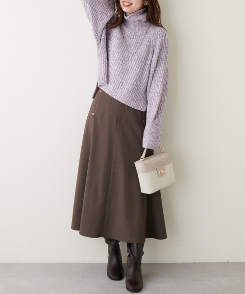 natural couture（ナチュラルクチュール）の「こなれカジュアルに仕上がる トリコロールヤーンショートニット（ニット/セーター・レディース・オレンジ/モカ/パープル/グリーン・FREE）」の18枚目の写真