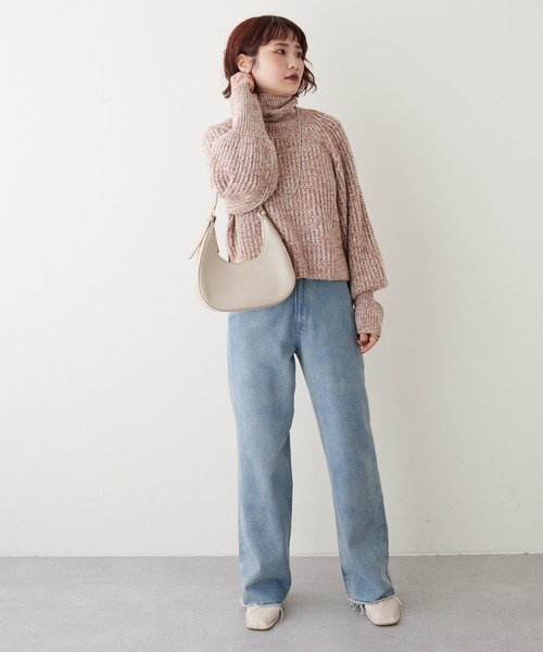 natural couture（ナチュラルクチュール）の「こなれカジュアルに仕上がる トリコロールヤーンショートニット（ニット/セーター・レディース・オレンジ/モカ/パープル/グリーン・FREE）」の22枚目の写真