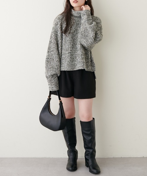 natural couture（ナチュラルクチュール）の「こなれカジュアルに仕上がる トリコロールヤーンショートニット（ニット/セーター・レディース・オレンジ/モカ/パープル/グリーン・FREE）」の13枚目の写真