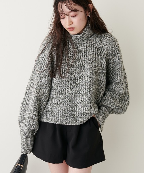 natural couture（ナチュラルクチュール）の「こなれカジュアルに仕上がる トリコロールヤーンショートニット（ニット/セーター・レディース・オレンジ/モカ/パープル/グリーン・FREE）」の10枚目の写真