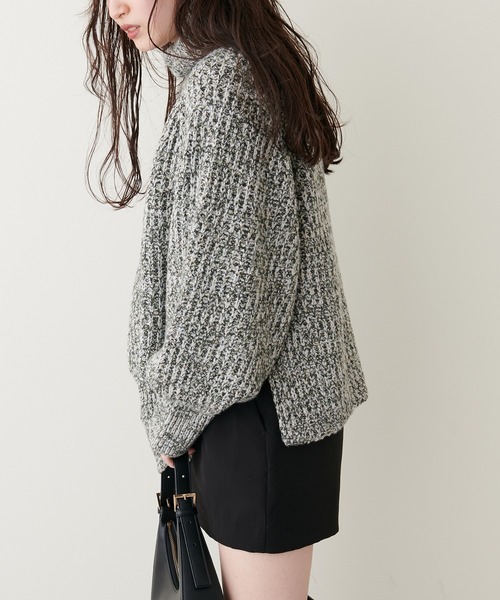 natural couture（ナチュラルクチュール）の「こなれカジュアルに仕上がる トリコロールヤーンショートニット（ニット/セーター・レディース・オレンジ/モカ/パープル/グリーン・FREE）」の11枚目の写真