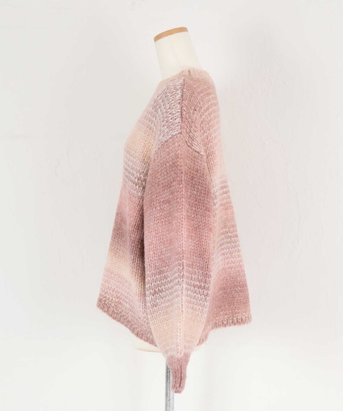 titivate（ティティベイト）の「ｸﾞﾗﾃﾞｰｼｮﾝｵｰﾊﾞｰｻｲｽﾞﾆｯﾄ（ニット/セーター・レディース・ライトグレー/ブラウン/ピンク・S/M）」の18枚目の写真