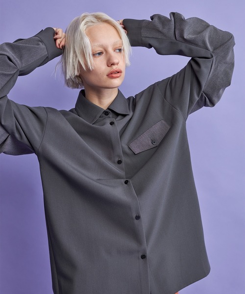 casane(カサネ)の「シャーリングスリーブブラウス(シャツ/ブラウス・レディース・ホワイト/グレー・FREE)」の9枚目の写真