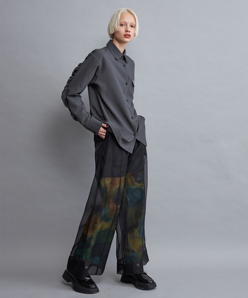 casane(カサネ)の「シャーリングスリーブブラウス(シャツ/ブラウス・レディース・ホワイト/グレー・FREE)」の7枚目の写真