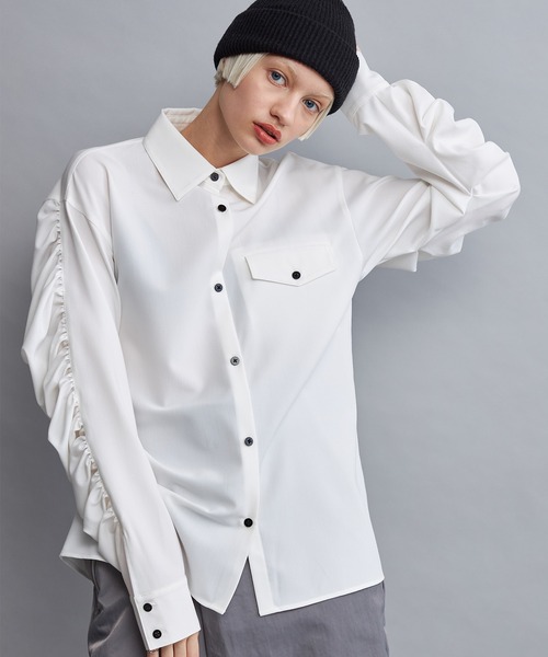 casane(カサネ)の「シャーリングスリーブブラウス(シャツ/ブラウス・レディース・ホワイト/グレー・FREE)」の18枚目の写真