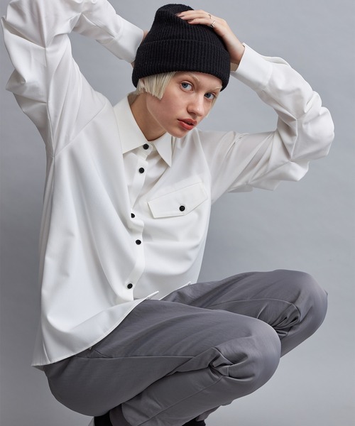 casane(カサネ)の「シャーリングスリーブブラウス(シャツ/ブラウス・レディース・ホワイト/グレー・FREE)」の19枚目の写真