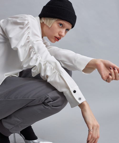 casane(カサネ)の「シャーリングスリーブブラウス(シャツ/ブラウス・レディース・ホワイト/グレー・FREE)」の20枚目の写真