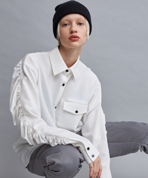 casane(カサネ)の「シャーリングスリーブブラウス(シャツ/ブラウス・レディース・ホワイト/グレー・FREE)」の21枚目の写真