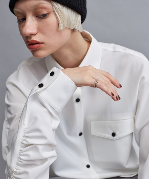 casane(カサネ)の「シャーリングスリーブブラウス(シャツ/ブラウス・レディース・ホワイト/グレー・FREE)」の22枚目の写真