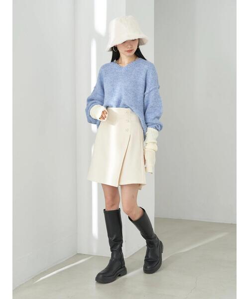 earth music&ecology(アースミュージックアンドエコロジー)の「ラップ風スカートパンツ(その他パンツ・レディース・ブラック/アイボリー・M/S)」の21枚目の写真