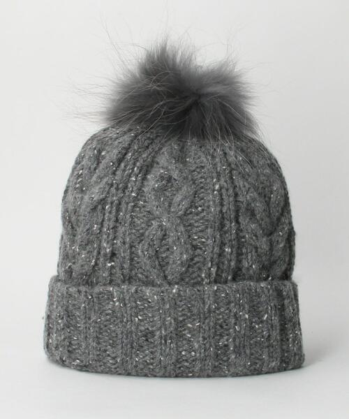 BEAUTY&YOUTH UNITED ARROWS（ビューティーアンドユースユナイテッドアローズ）の「ファーポンポン ケーブル ニットキャップ（ニットキャップ/ビーニー・レディース・オフホワイト/グレー/ブラウン・FREE）」の6枚目の写真