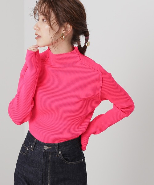N.（N. Natural Beauty Basic）（エヌエヌナチュラルビューティーベーシック）の「◆ネオンカラーリブニット（ニット/セーター・レディース・ピンク/イエロー・MEDIUM）」の2枚目の写真