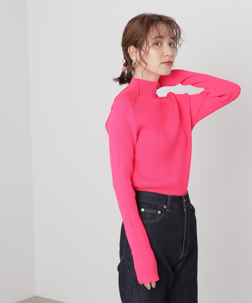 N.（N. Natural Beauty Basic）（エヌエヌナチュラルビューティーベーシック）の「◆ネオンカラーリブニット（ニット/セーター・レディース・ピンク/イエロー・MEDIUM）」の6枚目の写真