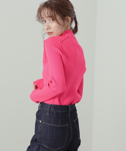 N.（N. Natural Beauty Basic）（エヌエヌナチュラルビューティーベーシック）の「◆ネオンカラーリブニット（ニット/セーター・レディース・ピンク/イエロー・MEDIUM）」の8枚目の写真