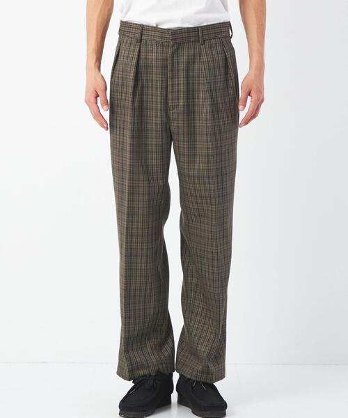 green label relaxing（グリーンレーベルリラクシング）の「TWカルゼチェック 2プリーツ ワイドパンツ -ウォッシャブル・防シワ-（その他パンツ・メンズ・ネイビー/モカ・S/XL/M/L）」の3枚目の写真