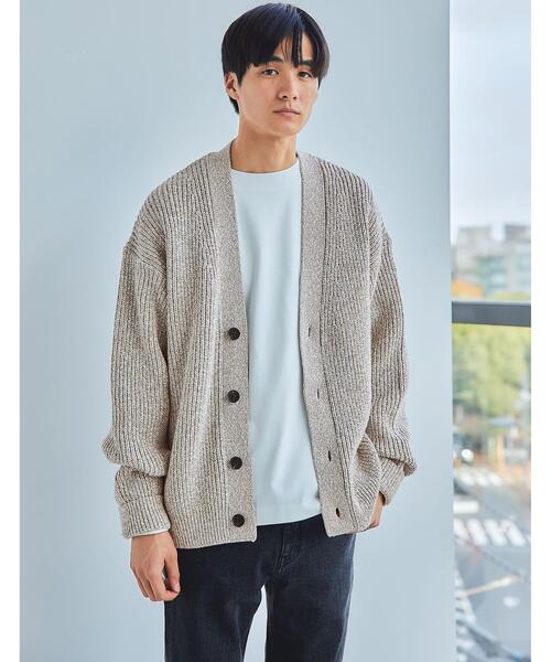 green label relaxing（グリーンレーベルリラクシング）の「バルキーコットン ヨリモク Vネック カーディガン（カーディガン/ボレロ・メンズ・ライトブルー/ネイビー/ベージュ・S/XL/M/L）」の2枚目の写真