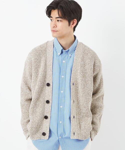green label relaxing（グリーンレーベルリラクシング）の「バルキーコットン ヨリモク Vネック カーディガン（カーディガン/ボレロ・メンズ・ライトブルー/ネイビー/ベージュ・S/XL/M/L）」の7枚目の写真