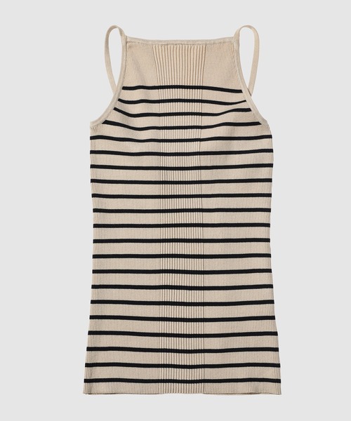 LOW CLASSIC(ロウ クラシック)の「HALTER NECK SLEEVELESS KNIT(キャミソール・レディース・ベージュ×ブラック・S/M)」の1枚目の写真