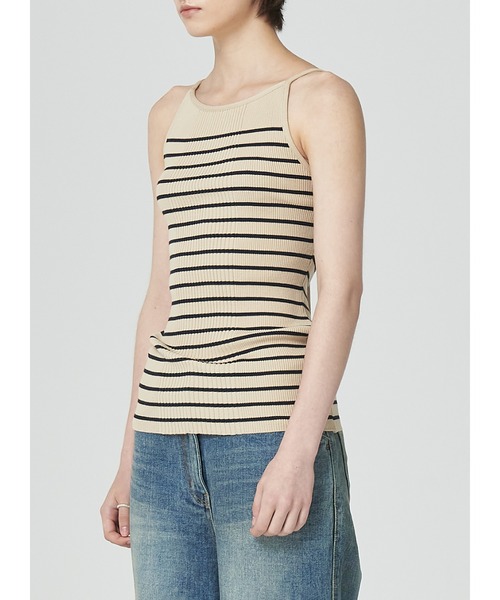 LOW CLASSIC(ロウ クラシック)の「HALTER NECK SLEEVELESS KNIT(キャミソール・レディース・ベージュ×ブラック・S/M)」の3枚目の写真