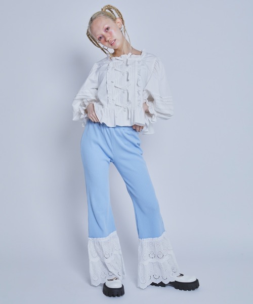 パンツ Candy Stripper LACY RIBBON DENIM PANTS Candy Stripper LACY RIBBON DENIM PANTS LACY PATCH WORK DROST