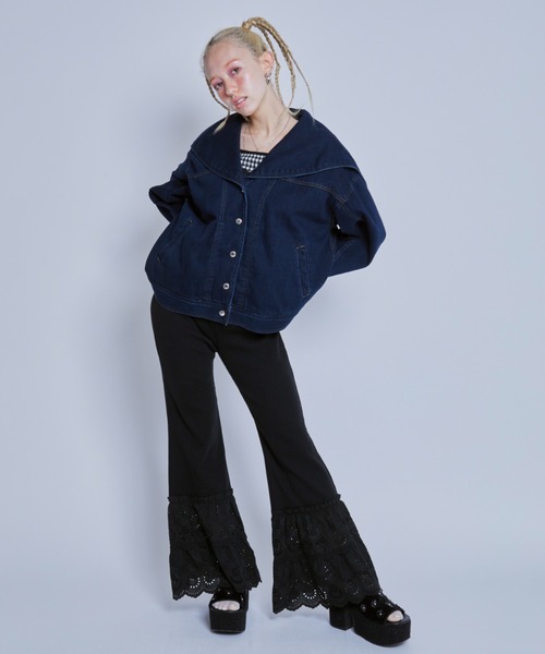 Candy Stripper(キャンディストリッパー)の「LACY FLARE パンツ(その他パンツ・レディース・ブラック/ライトブルー/アイボリー・2)」の8枚目の写真