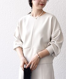 *〈手洗い可能〉ジョーゼット バックギャザー ドルマンプルオーバー◆