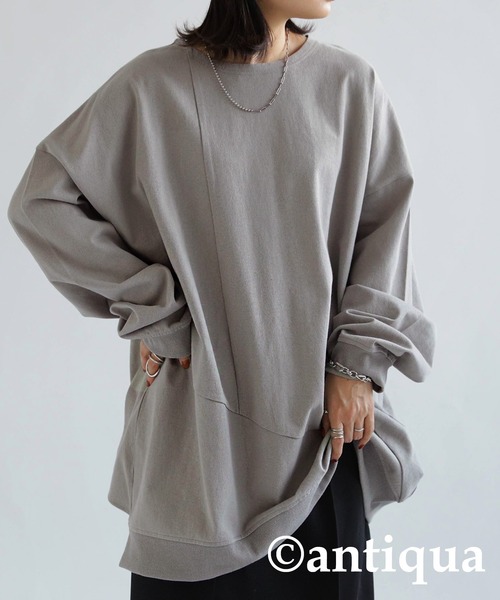 antiqua(アンティカ)の「切替バスク生地ロンT(Tシャツ/カットソー・レディース・ブラック/オフホワイト/グレー・FREE)」の19枚目の写真