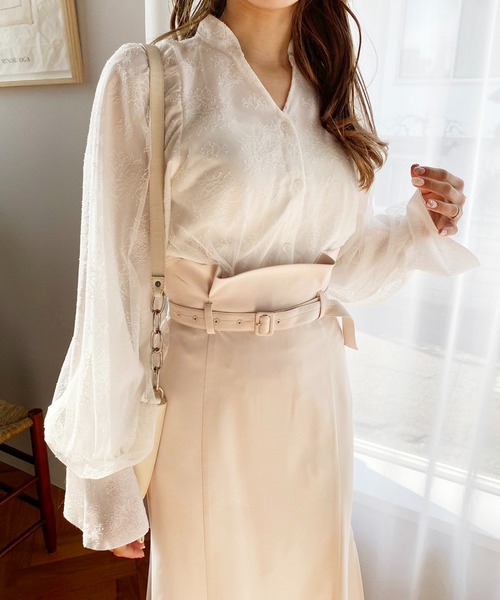 one after another NICE CLAUP（ワンアフターアナザーナイスクラップ）の「ハイウエストサイドスリットスカート　2023SS（スカート・レディース・ブラック/アイボリー/ベージュ系/ピンク・SMALL/MEDIUM）」の18枚目の写真