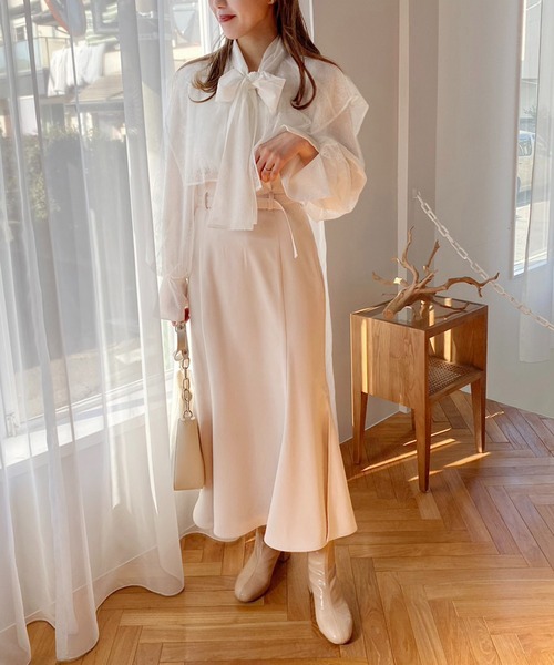 one after another NICE CLAUP（ワンアフターアナザーナイスクラップ）の「ハイウエストサイドスリットスカート　2023SS（スカート・レディース・ブラック/アイボリー/ベージュ系/ピンク・SMALL/MEDIUM）」の15枚目の写真