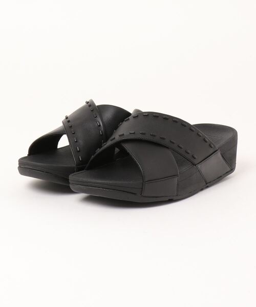 fitflop（フィットフロップ）の「【fitflop】フィットフロップ LULU RUBBER-STUD LEATHER CROSS SLIDES（サンダル・レディース・ピンク/ブラック/ライトブルー・US6/US7/US8/US5）」の2枚目の写真