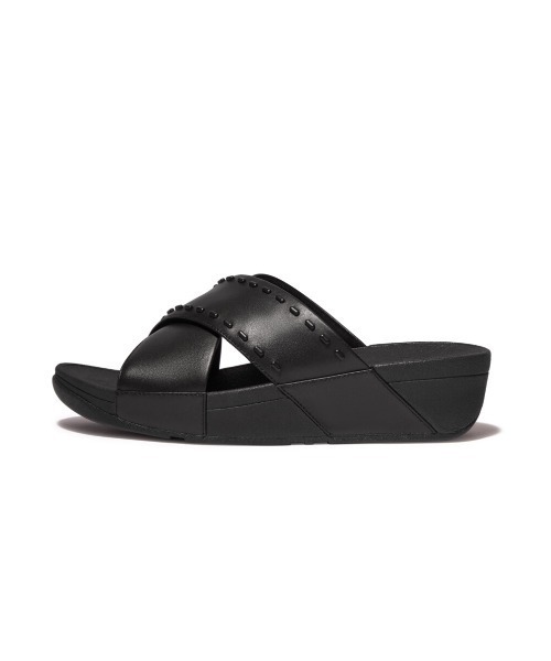 fitflop（フィットフロップ）の「【fitflop】フィットフロップ LULU RUBBER-STUD LEATHER CROSS SLIDES（サンダル・レディース・ピンク/ブラック/ライトブルー・US6/US7/US8/US5）」の4枚目の写真