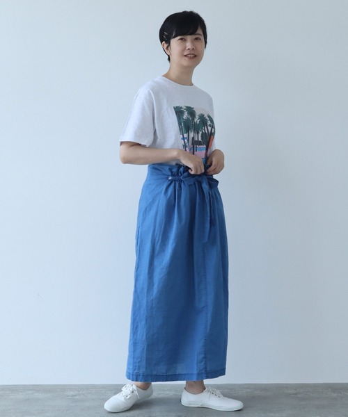 yuni（ユニ ）の「○インディゴ コットンリネン スカート（デニム