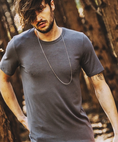 NO ID.（ノーアイディ）の「【NO ID.】Rib Round Crew-Neck T-Shirt / テレコ ラウンド クルーネック Tシャツ（Tシャツ/カットソー・メンズ・ホワイト/ブラック/グレー・1/2）」の3枚目の写真