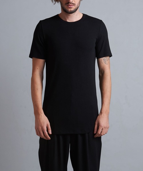 NO ID.（ノーアイディ）の「【NO ID.】Rib Round Crew-Neck T-Shirt / テレコ ラウンド クルーネック Tシャツ（Tシャツ/カットソー・メンズ・ホワイト/ブラック/グレー・1/2）」の4枚目の写真