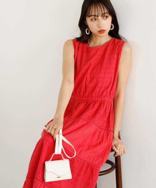 GeeRA(ジーラ)の「レース切替ティアードロングワンピ(ワンピース・レディース・ピンク/ネイビー・MEDIUM/LARGE)」の6枚目の写真