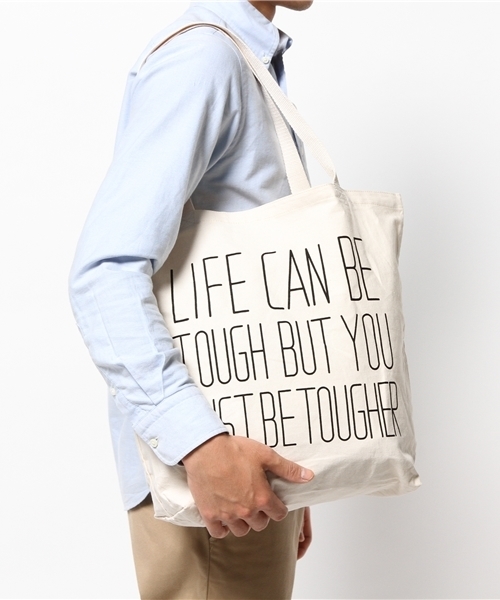 WEGO（ウィゴー）の「WEGO/メッセージプリントトートバッグ（トートバッグ・メンズ・ホワイト・FREE）」の2枚目の写真